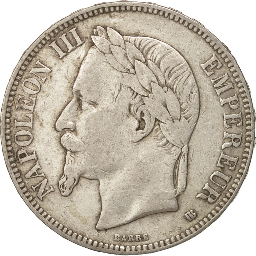 France,Napoléon III,5 Francs,1868,Strasbourg,TB+,Argent,KM:799.2,Gad 739