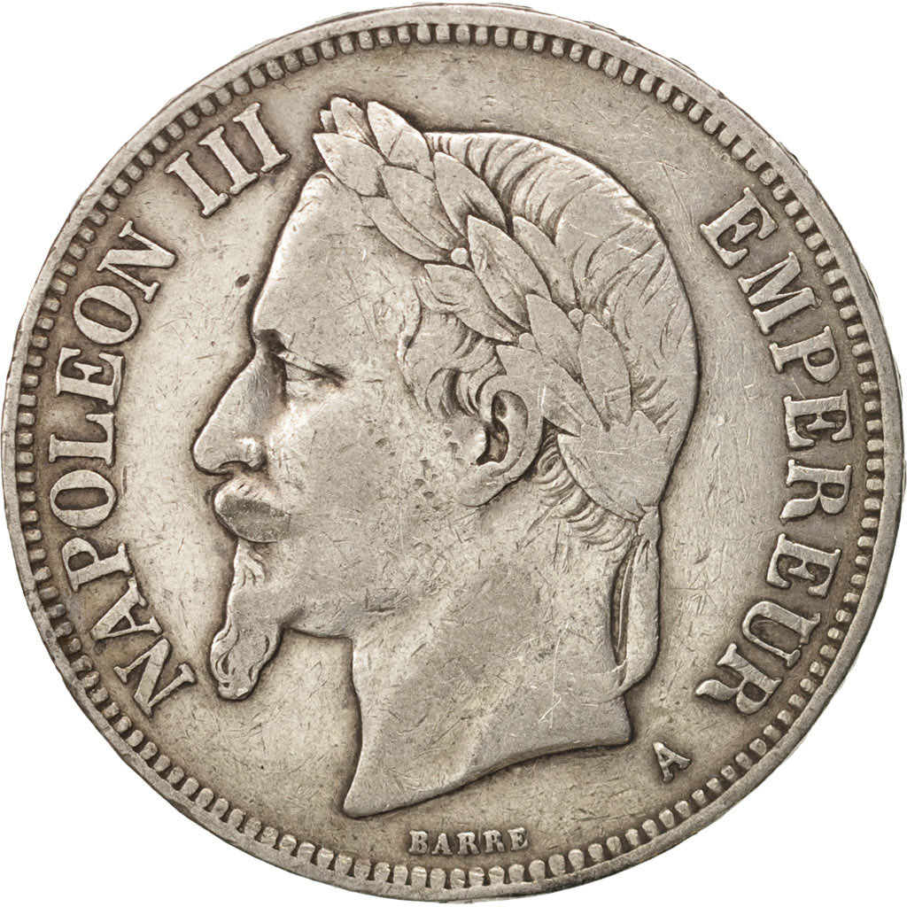France, Napoléon III, 5 Francs, 1870, Paris, TB+, Argent, KM:799.1, Gad 739
