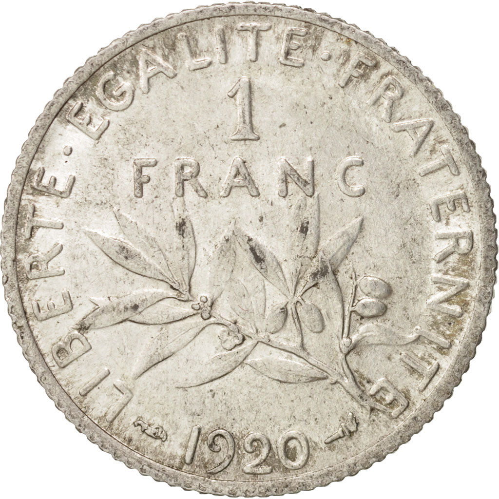 France, Semeuse, Franc, 1920, Paris, AU(50-53), Silver, KM:844.1
