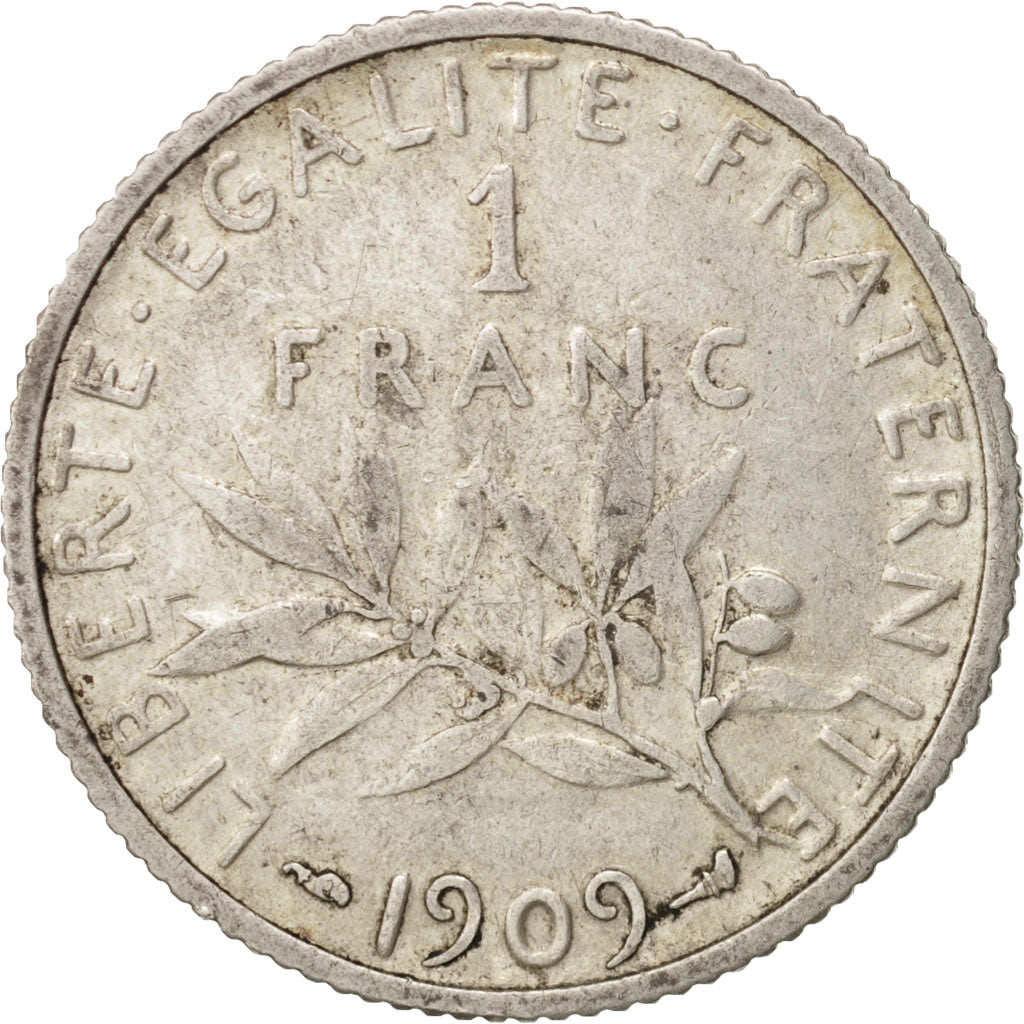 Münze, Frankreich, Semeuse, Franc, 1909, Paris, S+, Silber, KM:844.1