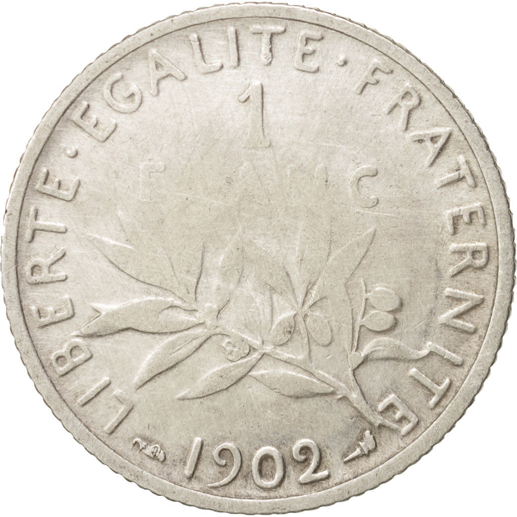 Coin, France, Semeuse, Franc, 1902, Paris, VF(20-25), Silver, KM:844.1
