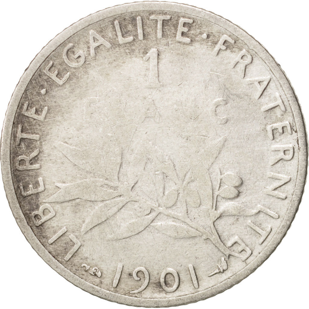 Coin, France, Semeuse, Franc, 1901, Paris, VF(20-25), Silver, KM:844.1