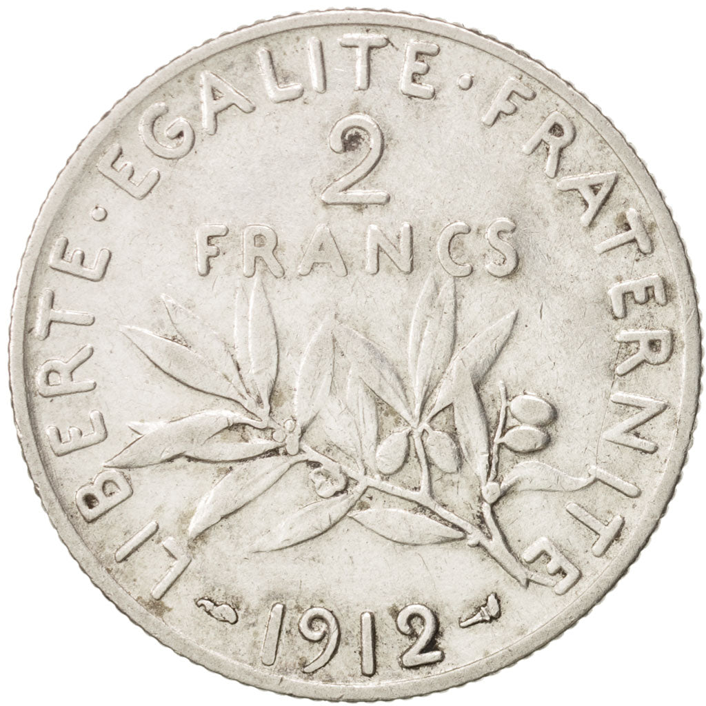 Coin, France, Semeuse, 2 Francs, 1912, Paris, VF(30-35), Silver, KM:845.1