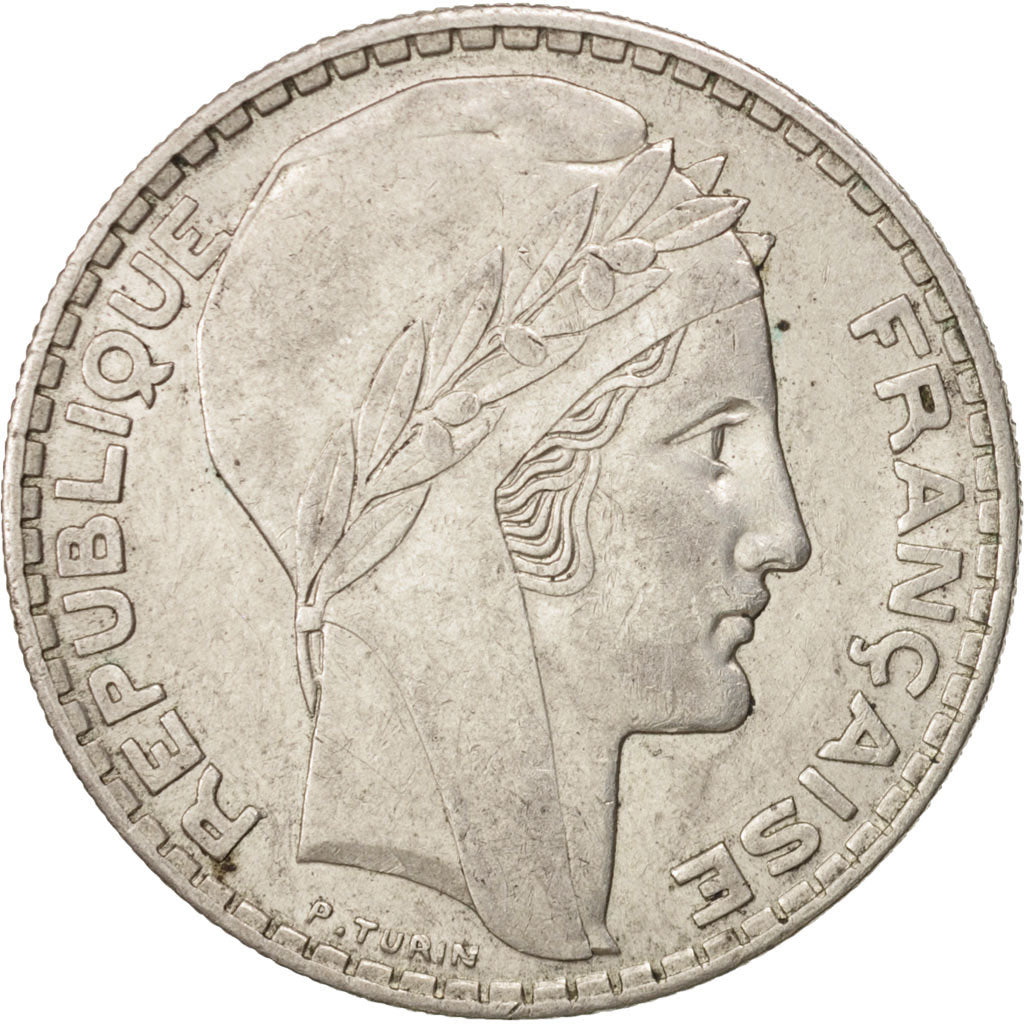 France, Turin, 20 Francs, 1938, Paris, AU(50-53), Silver, KM:879