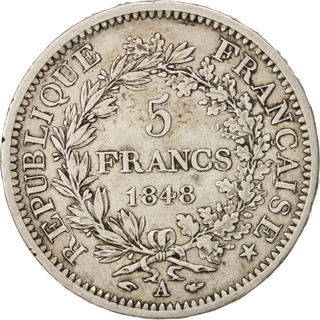 France, Hercule, 5 Francs, 1848, Paris, VF(30-35), Silver, KM:756.1