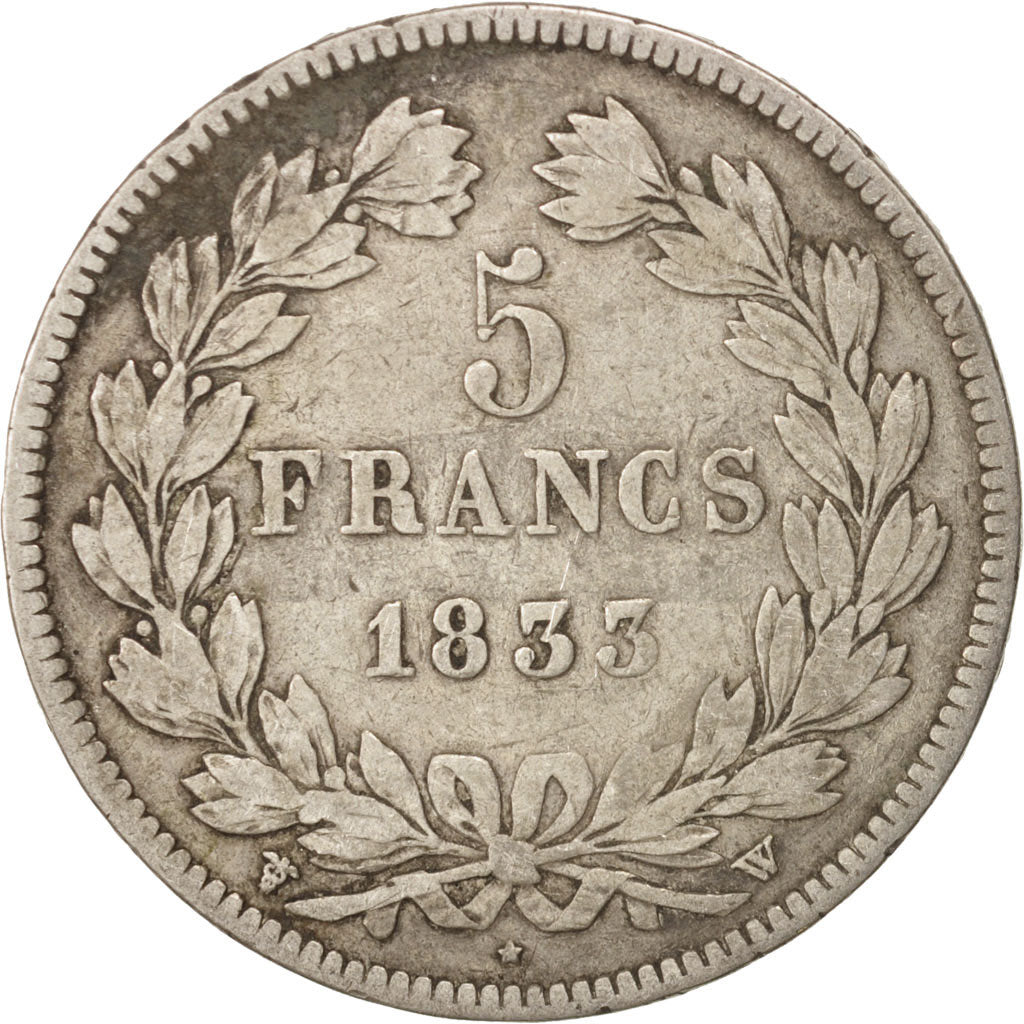 Coin, France, Louis-Philippe, 5 Francs, 1833, Lille, VF(20-25), Silver