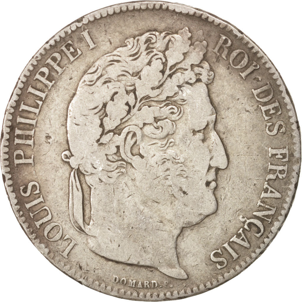 Moneda, Francia, Louis-Philippe, 5 Francs, 1838, Lille, BC+, Plata, KM:749.13