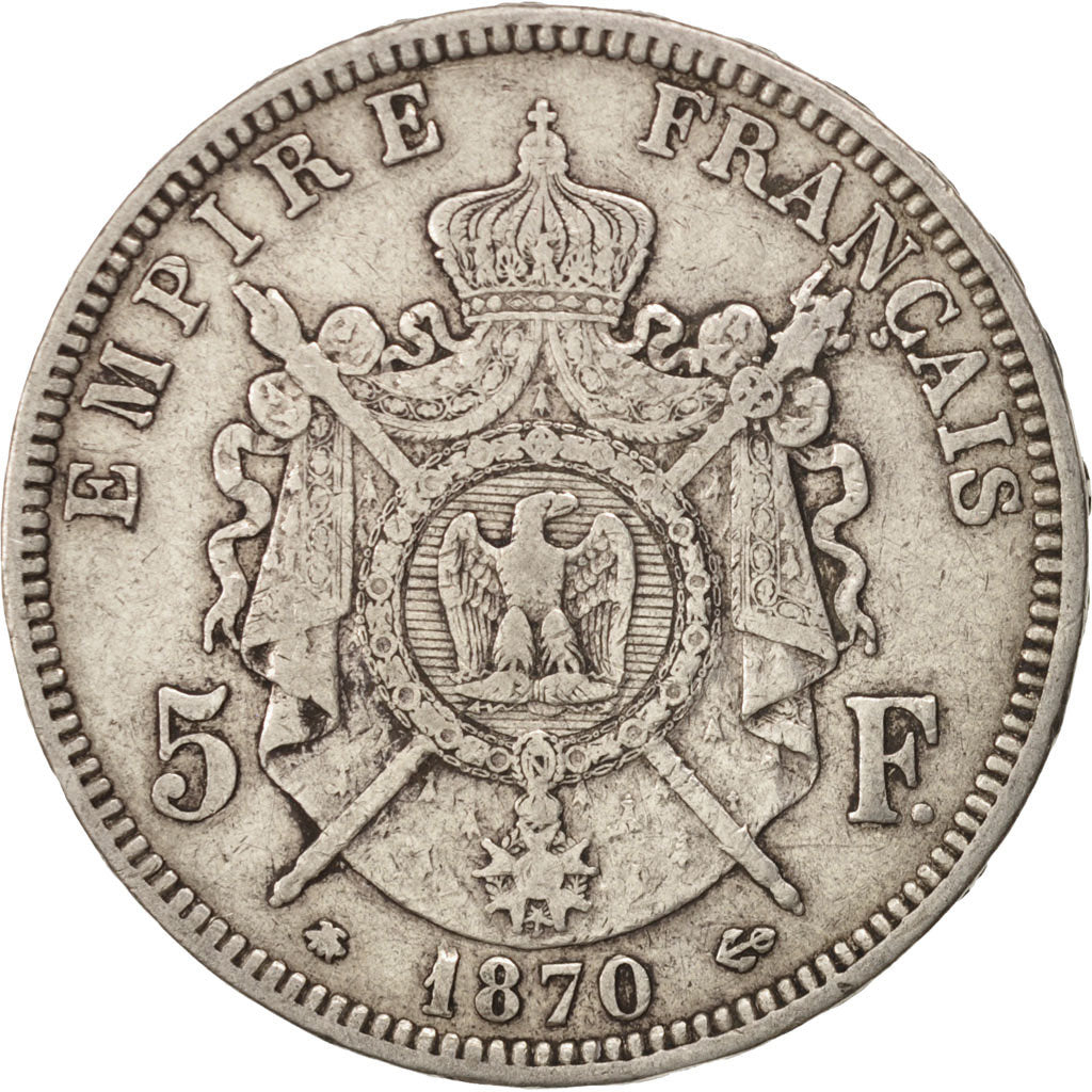 France, 5 Francs, 1870, Paris, VF(30-35), Silver, KM:799.1