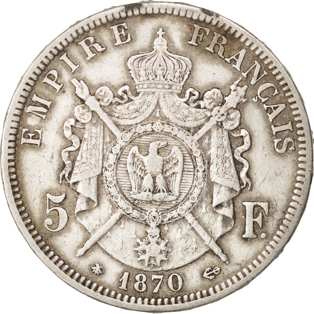 France, 5 Francs, 1870, Paris, VF(30-35), Silver, KM:799.1