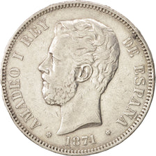 Spain, Amadeao I, 5 Pesetas, 1871, Madrid, VF(30-35), Silver, KM:666