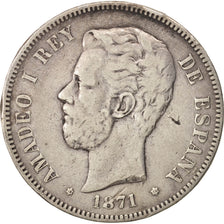 Coin, Spain, Amadeao I, 5 Pesetas, 1871, Madrid, VF(30-35), Silver, KM:666