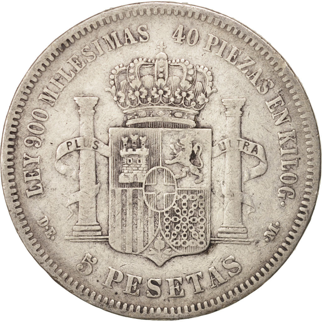Coin, Spain, Amadeao I, 5 Pesetas, 1871, Madrid, VF(30-35), Silver, KM:666