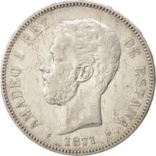Spain, Amadeao I, 5 Pesetas, 1871, Madrid, EF(40-45), Silver, KM:666
