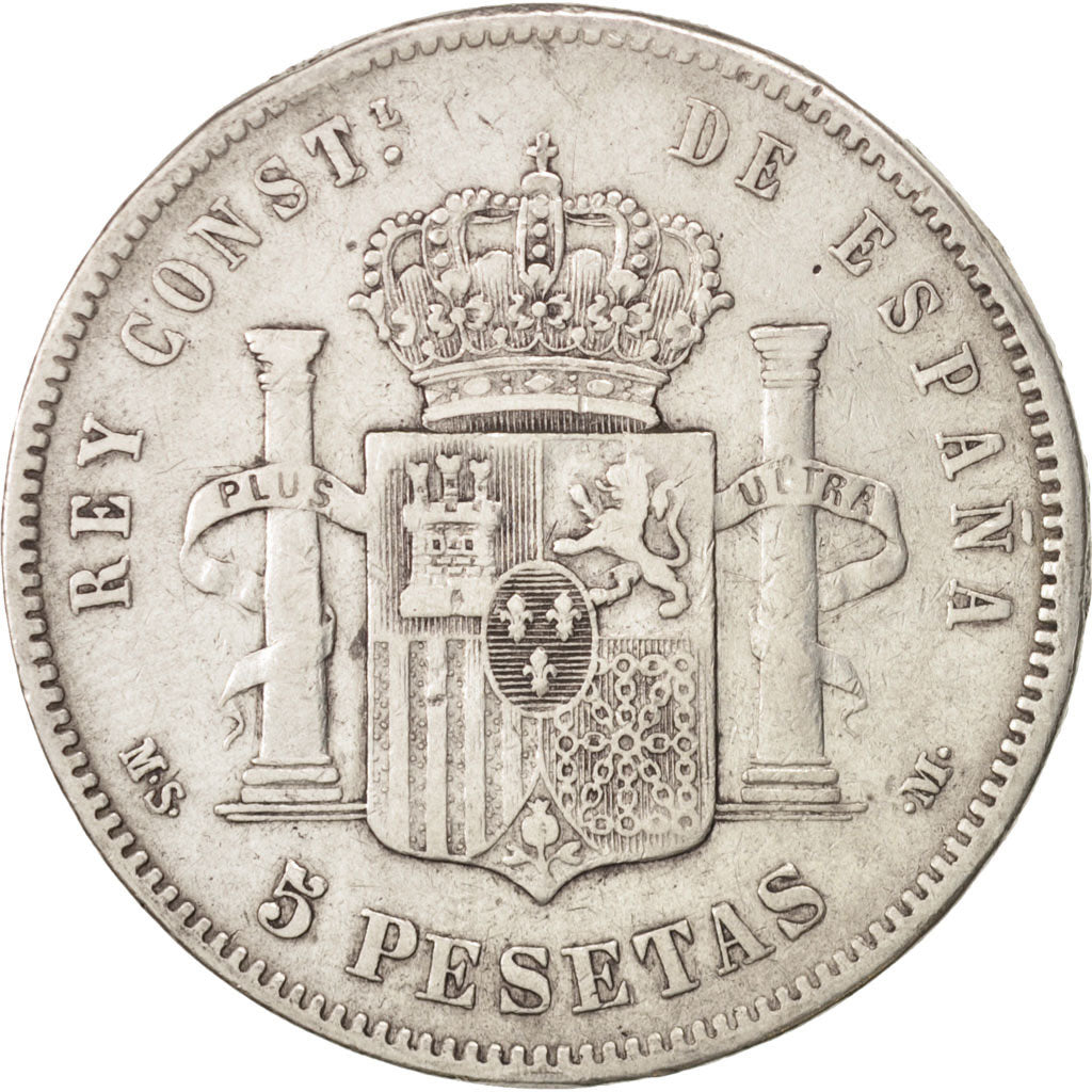 Spain, Alfonso XII, 5 Pesetas, 1885, Madrid, VF(30-35), Silver, KM:688