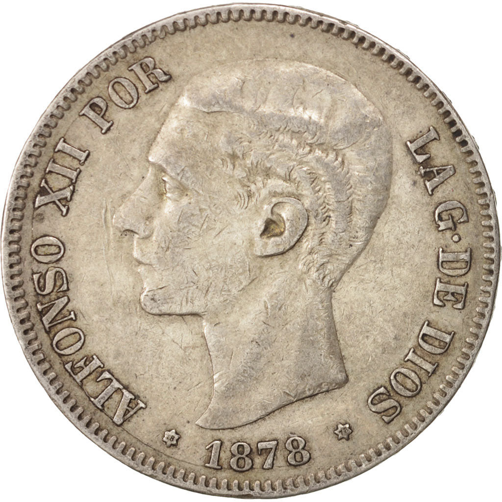 Coin, Spain, Alfonso XII, 5 Pesetas, 1878, Madrid, EF(40-45), Silver, KM:676