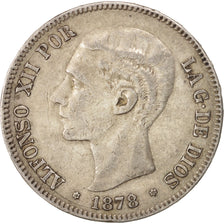 Coin, Spain, Alfonso XII, 5 Pesetas, 1878, Madrid, EF(40-45), Silver, KM:676