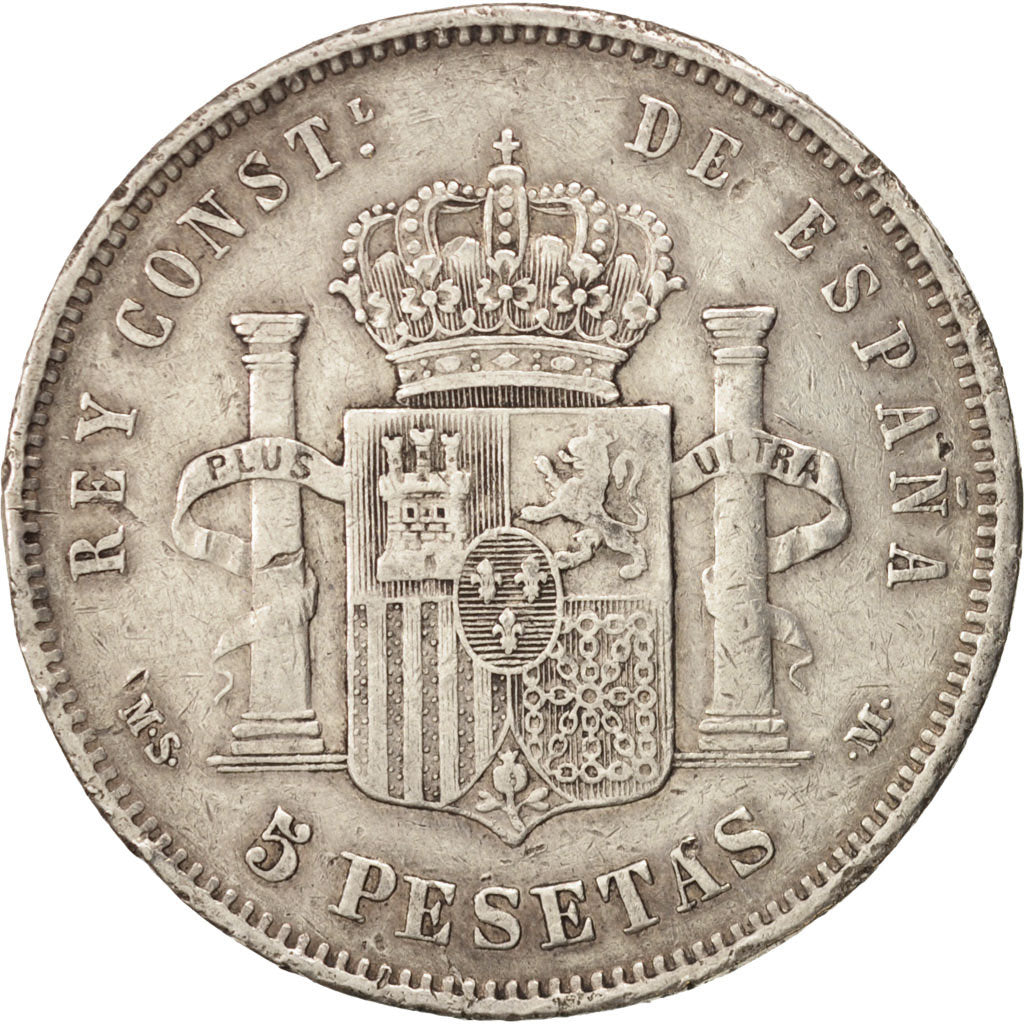 Spain, Alfonso XII, 5 Pesetas, 1884, Madrid, VF(30-35), Silver, KM:688