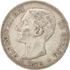 Coin, Spain, Alfonso XII, 5 Pesetas, 1876, Madrid, EF(40-45), Silver, KM:671