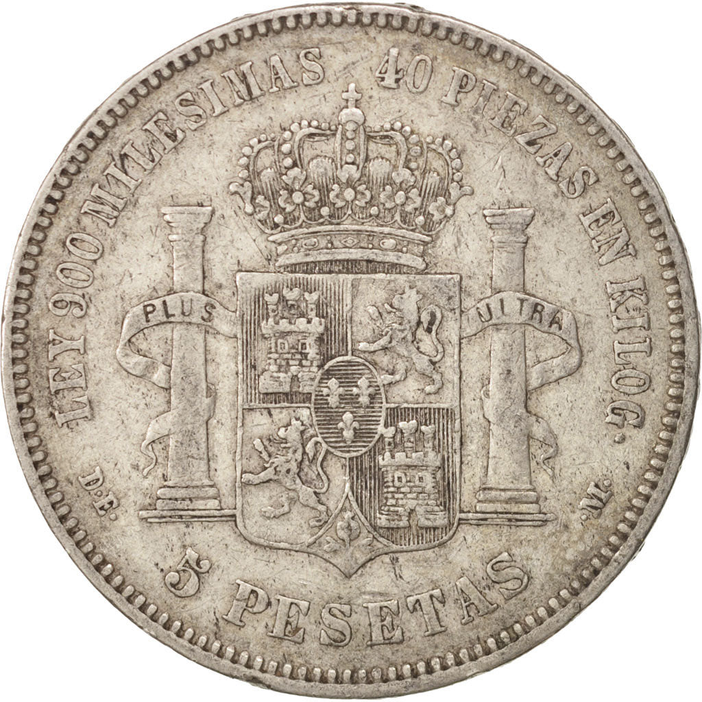Coin, Spain, Alfonso XII, 5 Pesetas, 1876, Madrid, EF(40-45), Silver, KM:671