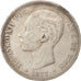 Spain, Alfonso XII, 5 Pesetas, 1877, Madrid, EF(40-45), Silver, KM:676