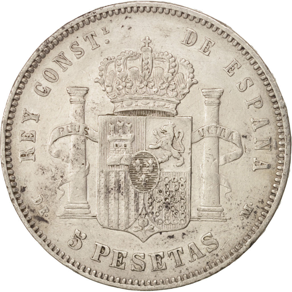 Spain, Alfonso XII, 5 Pesetas, 1877, Madrid, EF(40-45), Silver, KM:676