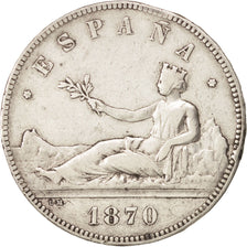 Coin, Spain, Provisional Government, 5 Pesetas, 1870, Madrid, VF(30-35), Silver