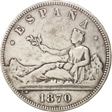 España, Provisional Government, 5 Pesetas, 1870, Madrid, BC+, Plata, KM:655