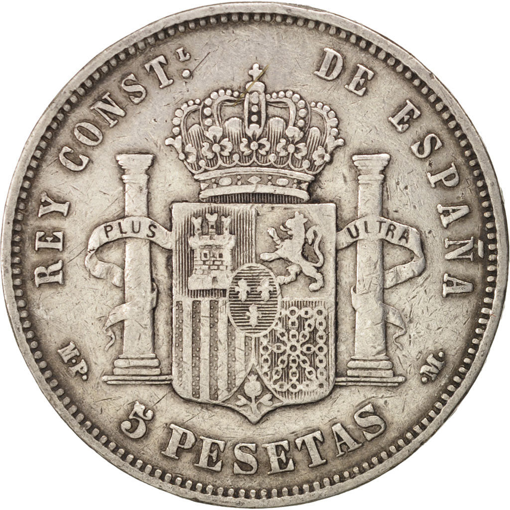 Spain, Alfonso XIII, 5 Pesetas, 1888, Madrid, VF(30-35), Silver, KM:689