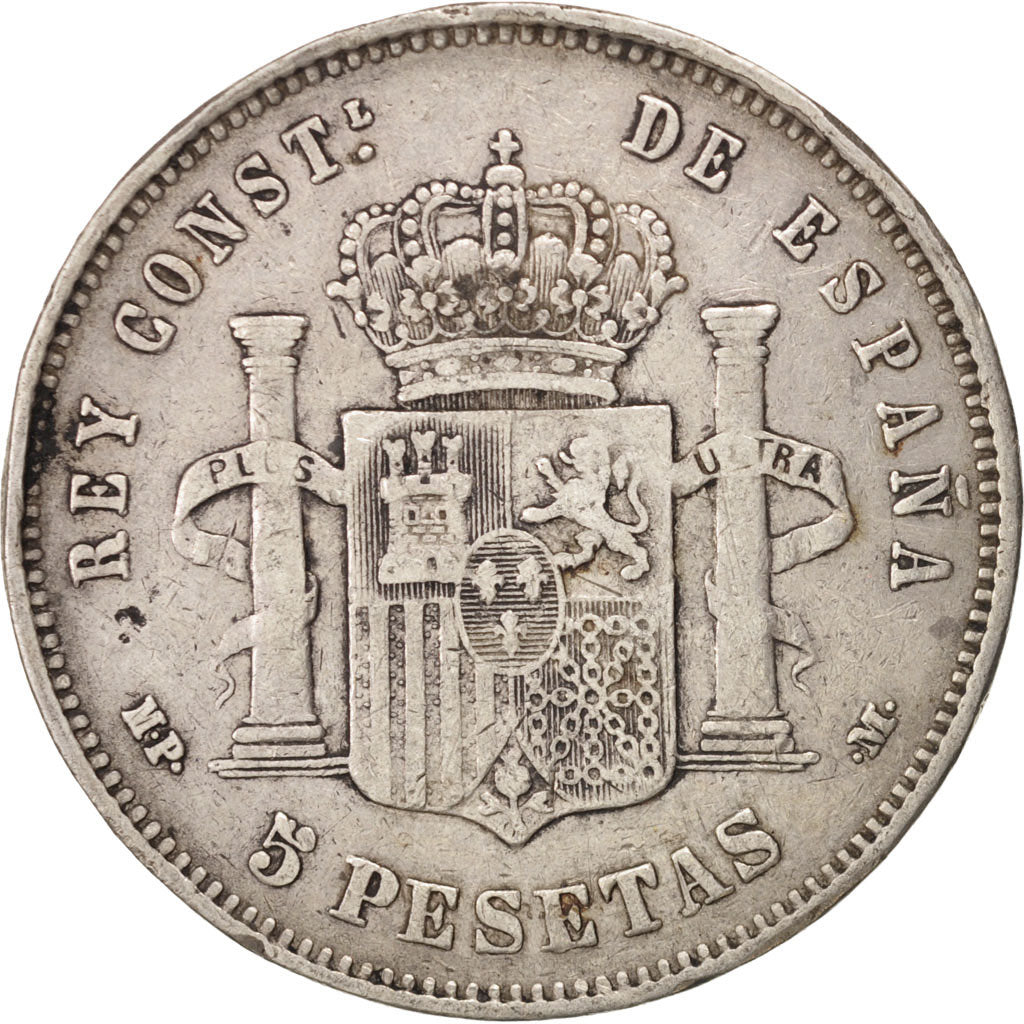 Spain, Alfonso XIII, 5 Pesetas, 1888, Madrid, VF(30-35), Silver, KM:689