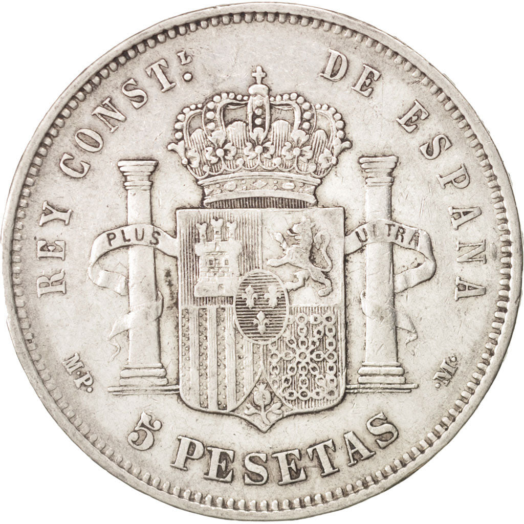 Spain, Alfonso XIII, 5 Pesetas, 1888, Madrid, EF(40-45), Silver, KM:689