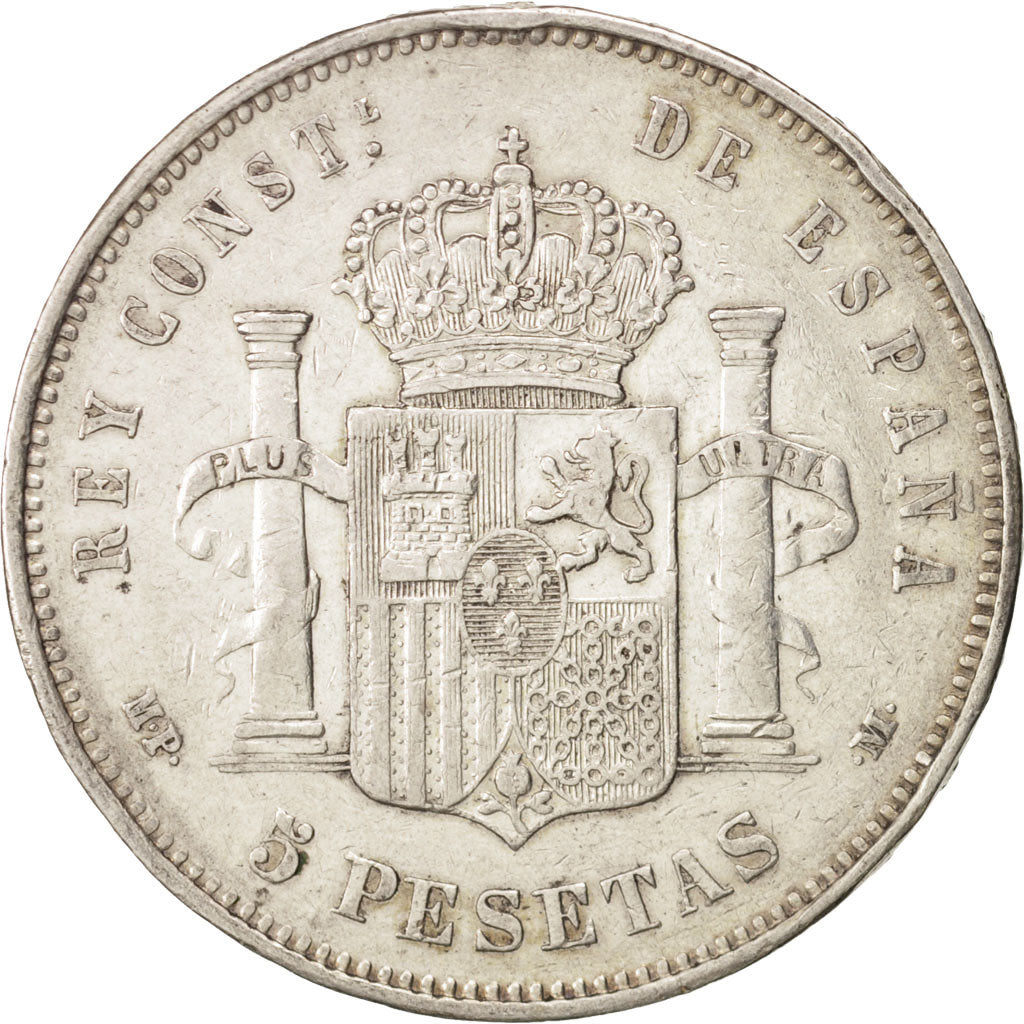 Coin, Spain, Alfonso XIII, 5 Pesetas, 1888, Madrid, EF(40-45), Silver, KM:689