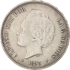 Coin, Spain, Alfonso XIII, 5 Pesetas, 1893, EF(40-45), Silver, KM:700