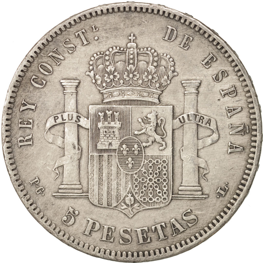 Coin, Spain, Alfonso XIII, 5 Pesetas, 1893, EF(40-45), Silver, KM:700