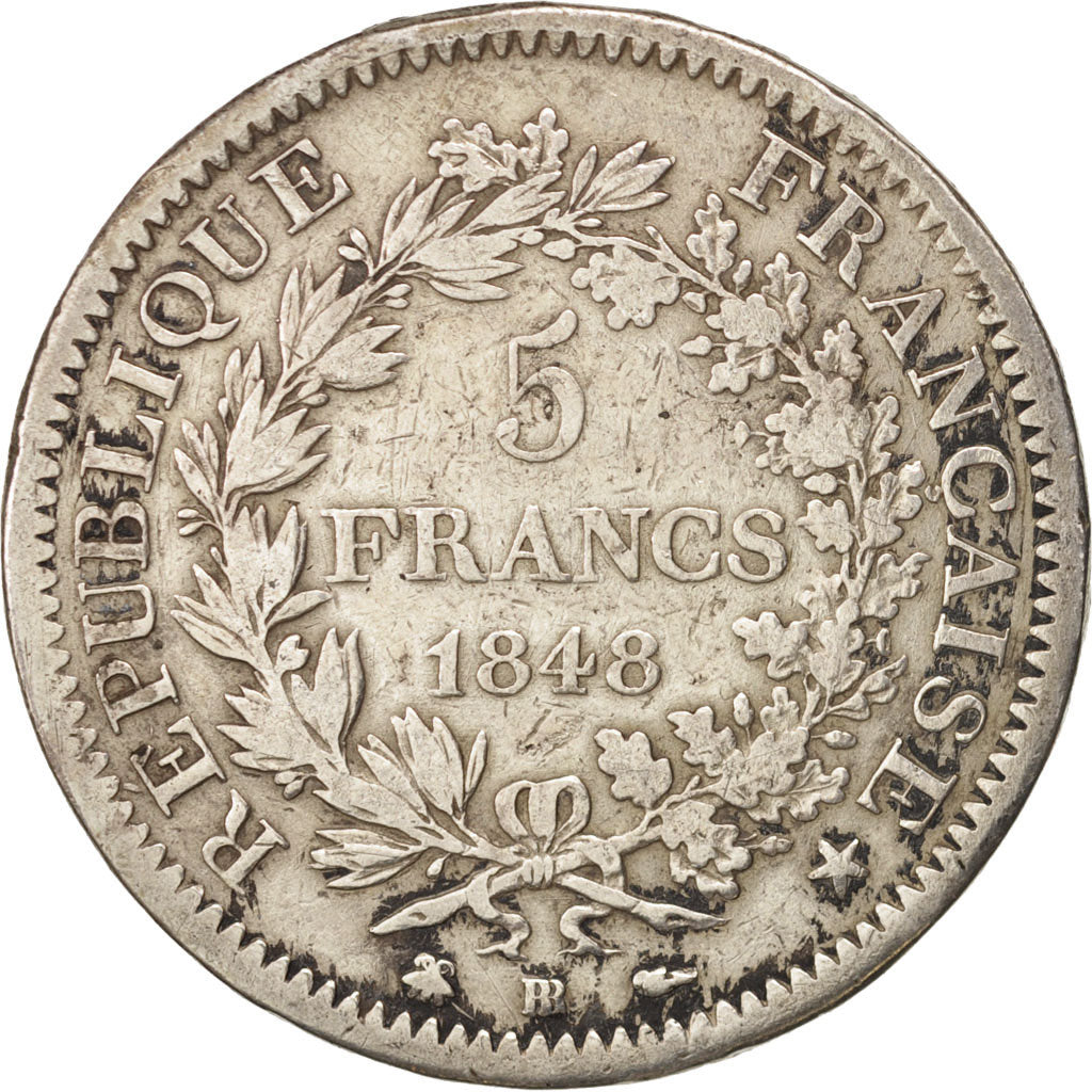 Monnaie, France, Hercule, 5 Francs, 1848, Strasbourg, TB+, Argent, KM:756.2