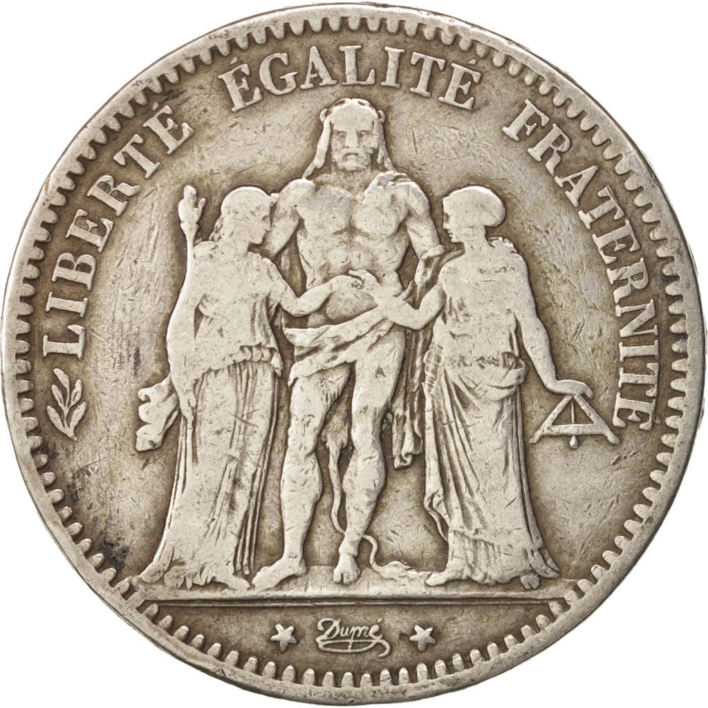 France, Hercule, 5 Francs, 1878, Bordeaux, VF(20-25), Silver, KM:820.2