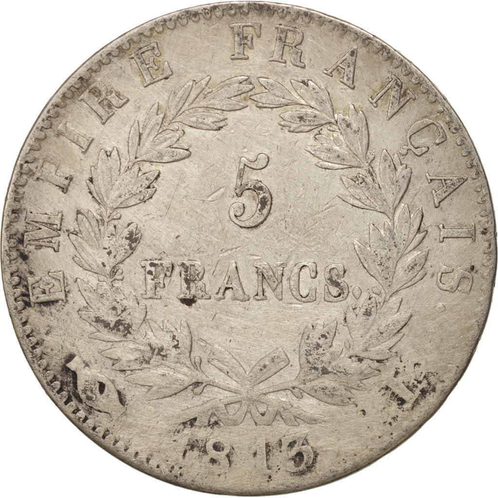 France, 5 Francs, 1813, Bayonne, VF(20-25), Silver, KM:694.9, Gadoury:584