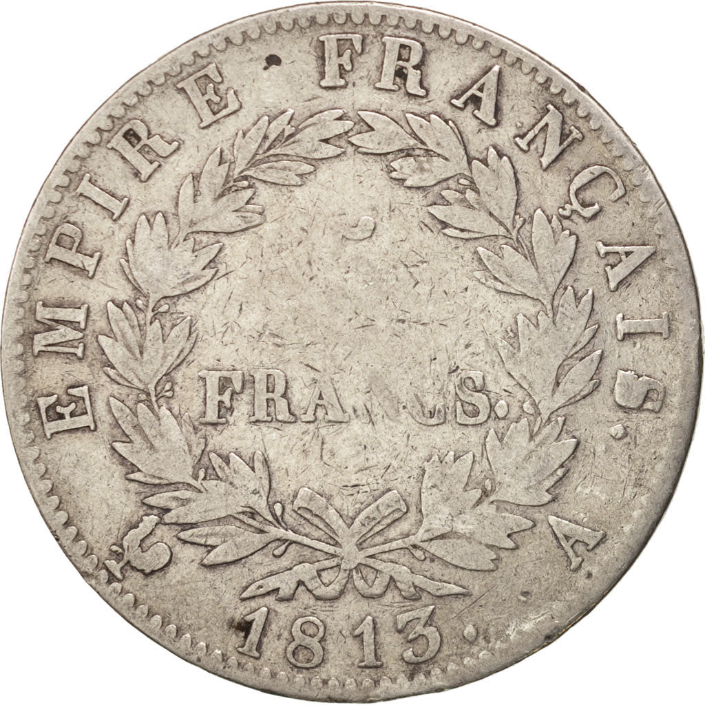 France, 5 Francs, 1813, Paris, VF(20-25), Silver, KM:694.1, Gadoury:584