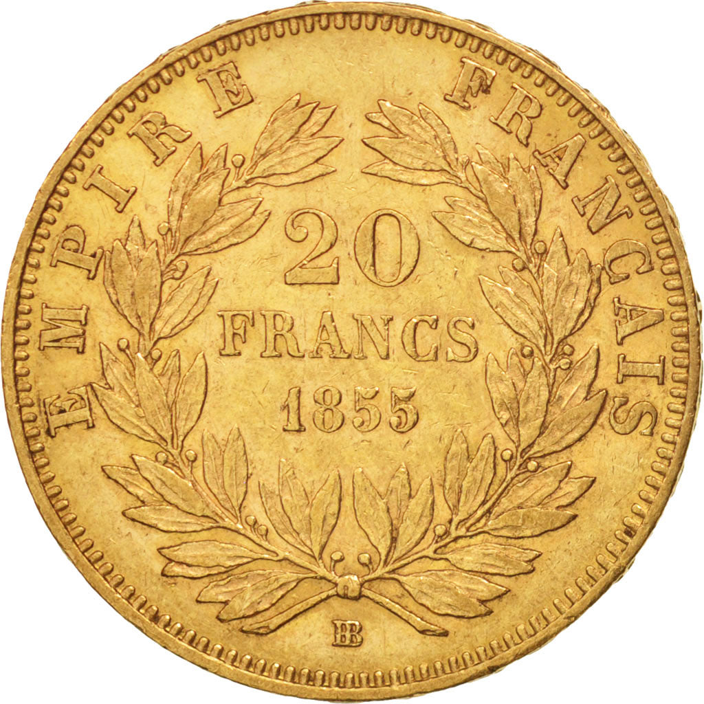 Munten, Frankrijk, Napoleon III, Napoléon III, 20 Francs, 1855, Strasbourg, ZF
