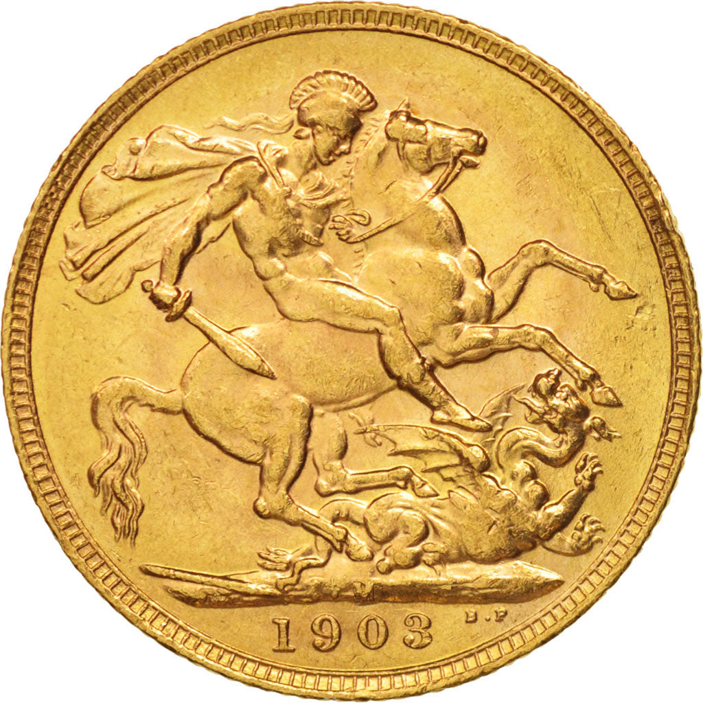 Coin, Great Britain, Edward VII, Sovereign, 1903, AU(55-58), Gold, KM:805