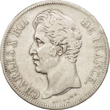 Coin, France, Charles X, 5 Francs, 1828, Lyon, VF(30-35), Silver, KM:728.4
