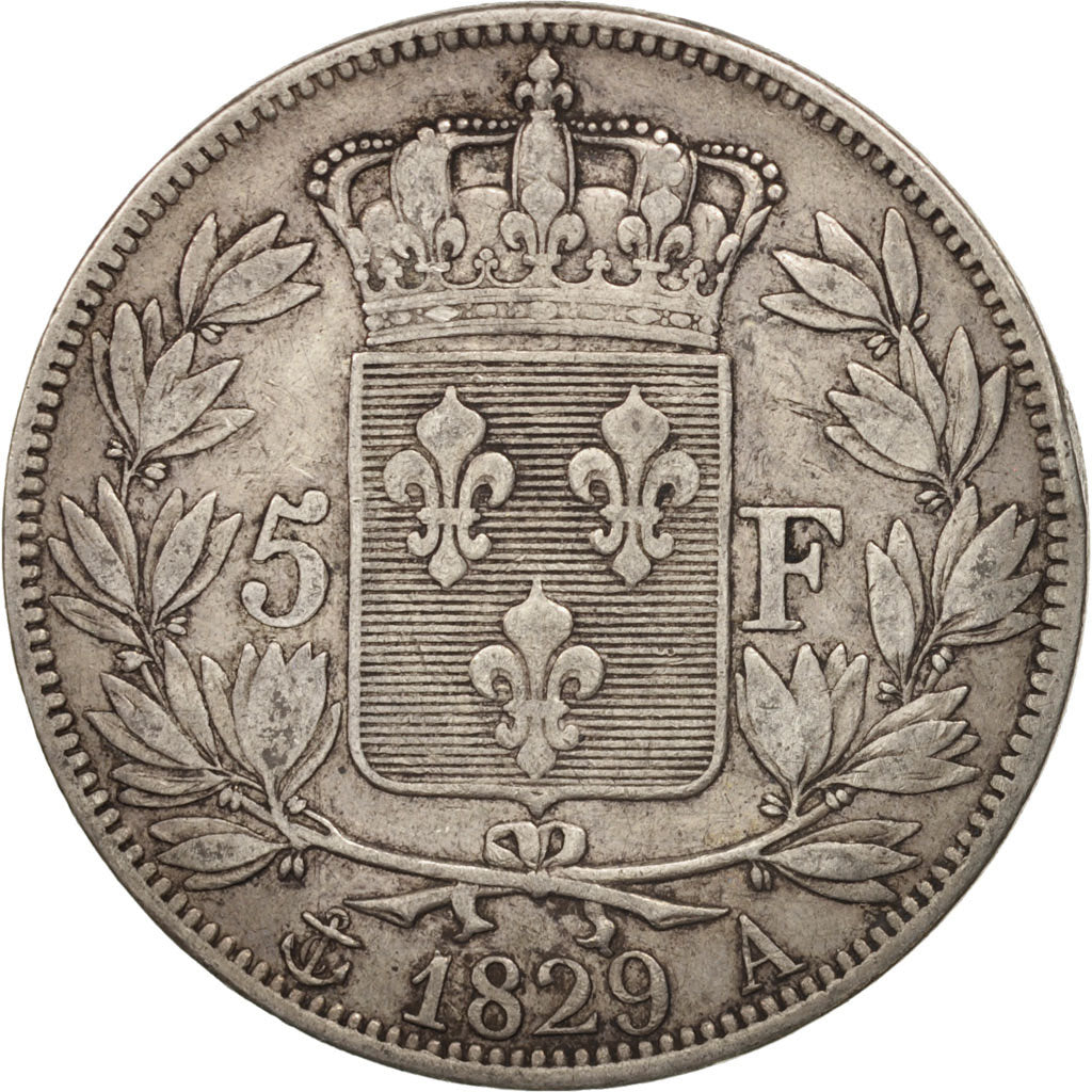 Coin, France, Charles X, 5 Francs, 1829, Paris, VF(30-35), Silver, KM:728.1