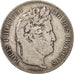 Moneda, Francia, Louis-Philippe, 5 Francs, 1843, Lille, BC+, Plata, KM:749.13