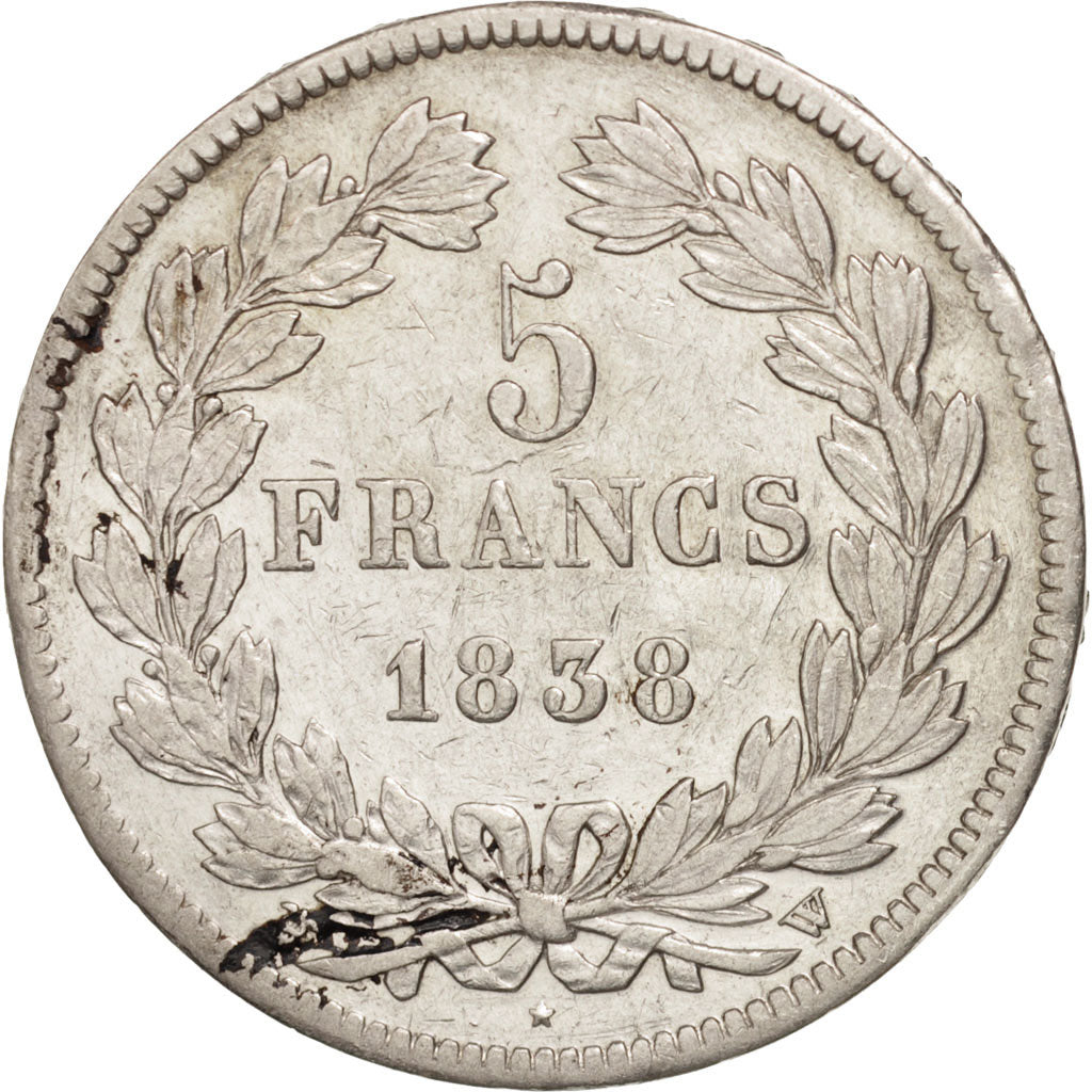 Coin, France, Louis-Philippe, 5 Francs, 1838, Lille, EF(40-45), Silver