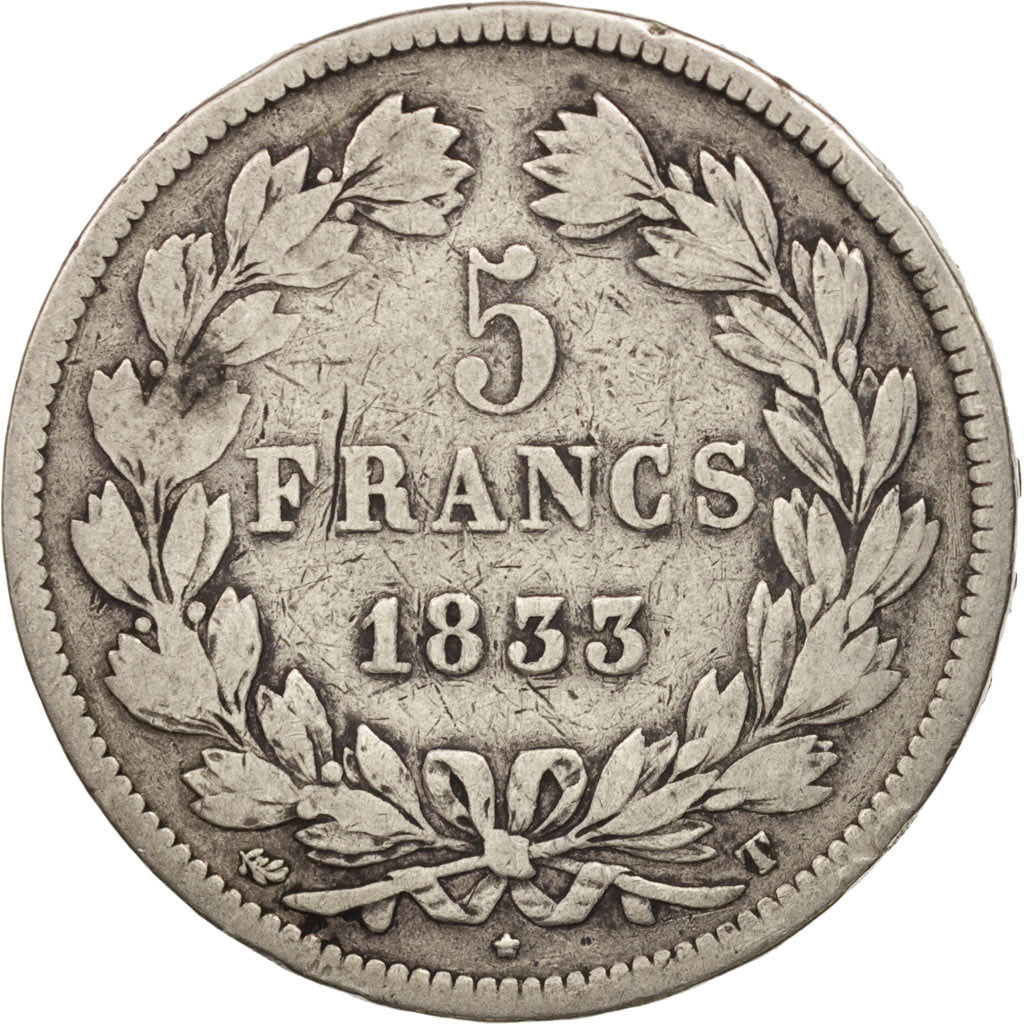 Monnaie, France, Louis-Philippe, 5 Francs, 1833, Nantes, TB, Argent, KM:749.12
