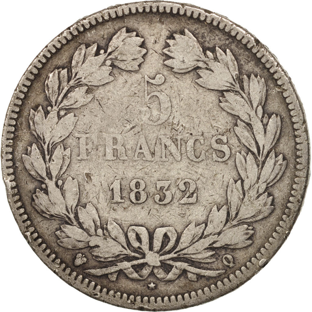 Coin, France, Louis-Philippe, 5 Francs, 1832, Perpignan, VF(20-25), Silver