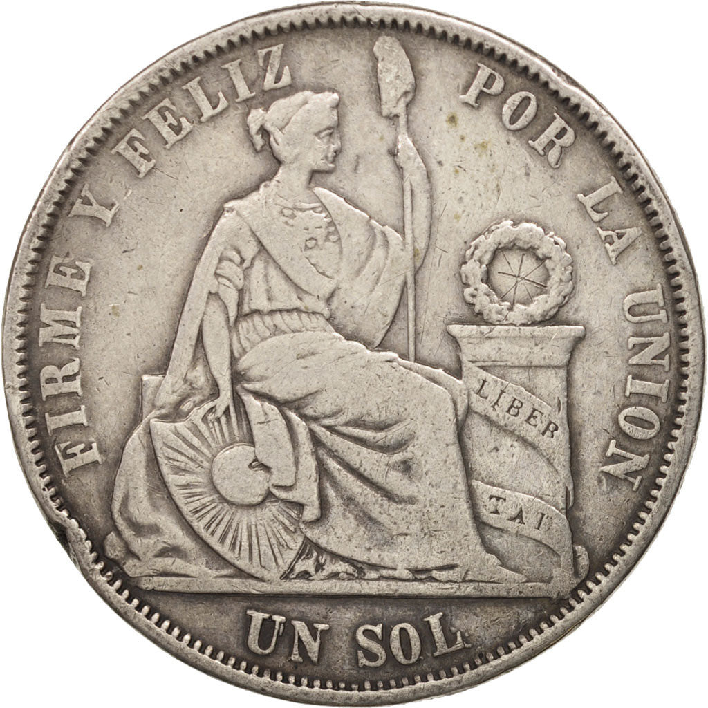 Peru, SOUTH PERU, Sol, 1864, Lima, VF(30-35), Silver, KM:196.1