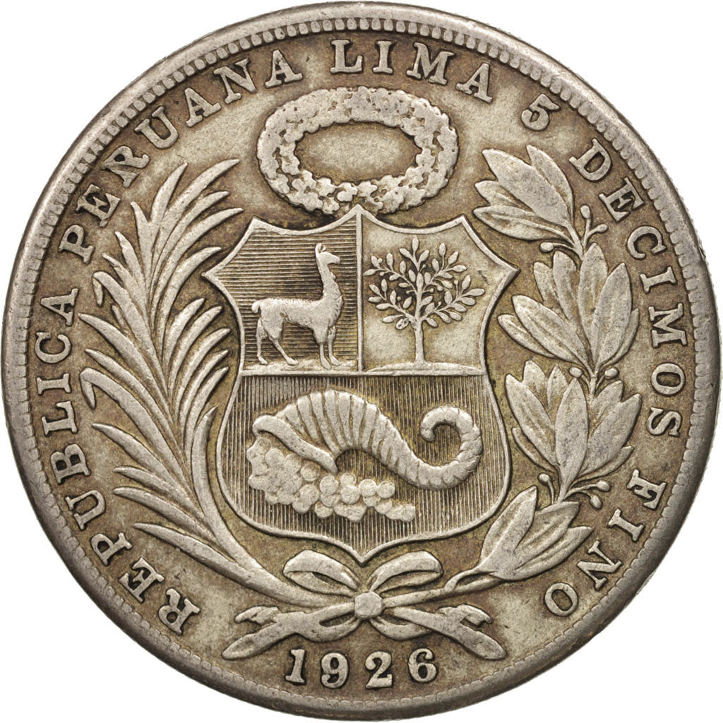 Peru, Sol, 1926, Philadelphia, EF(40-45), Silver, KM:218.1