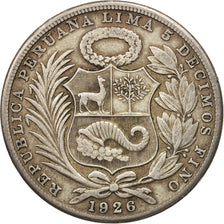 Peru, Sol, 1926, Philadelphia, EF(40-45), Silver, KM:218.1