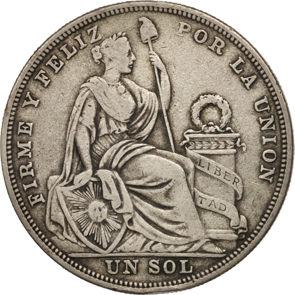 Peru, Sol, 1923, Philadelphia, VF(30-35), Silver, KM:218.1