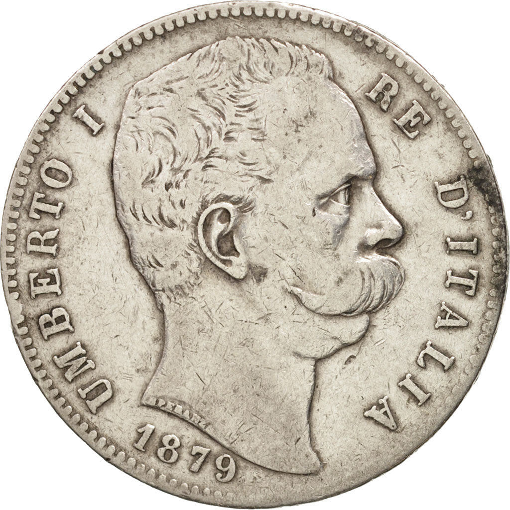 Coin, Italy, Umberto I, 5 Lire, 1879, Rome, VF(30-35), Silver, KM:20
